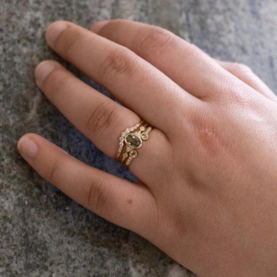  제니 권 디자인스 반지 제니 권 디자인 다이아몬드 리플 아치 링 14K 옐로우/14K 로즈/14K 화이트 - JENNIE KWON DESIGNS