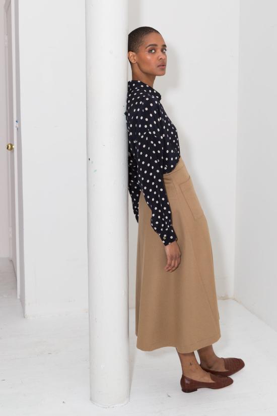  다두라 미디 스커트 다투라 캐시미어 울 A 스커트 샌드 - DATURA