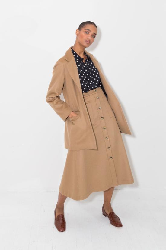  다두라 미디 스커트 다투라 캐시미어 울 A 스커트 샌드 - DATURA