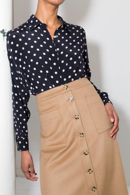  다두라 미디 스커트 다투라 캐시미어 울 A 스커트 샌드 - DATURA