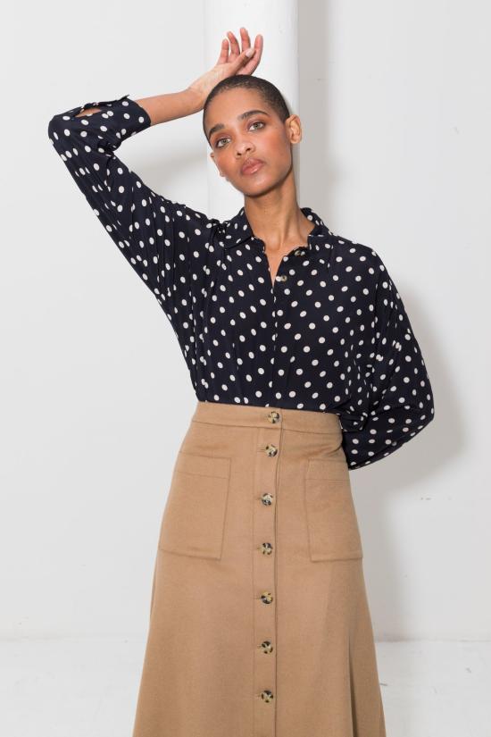  다두라 미디 스커트 다투라 캐시미어 울 A 스커트 샌드 - DATURA