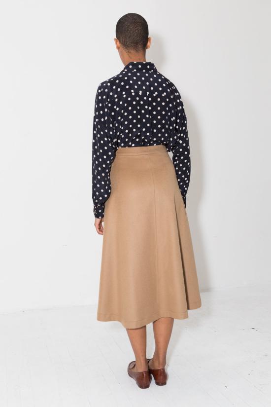  다두라 미디 스커트 다투라 캐시미어 울 A 스커트 샌드 - DATURA