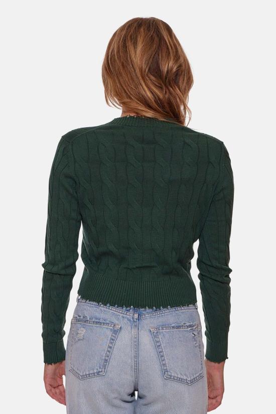  Blue&Cream 긴팔 티셔츠 블루&크림 사티아 케이블 크롭 카디건 파인 - BLUE&CREAM