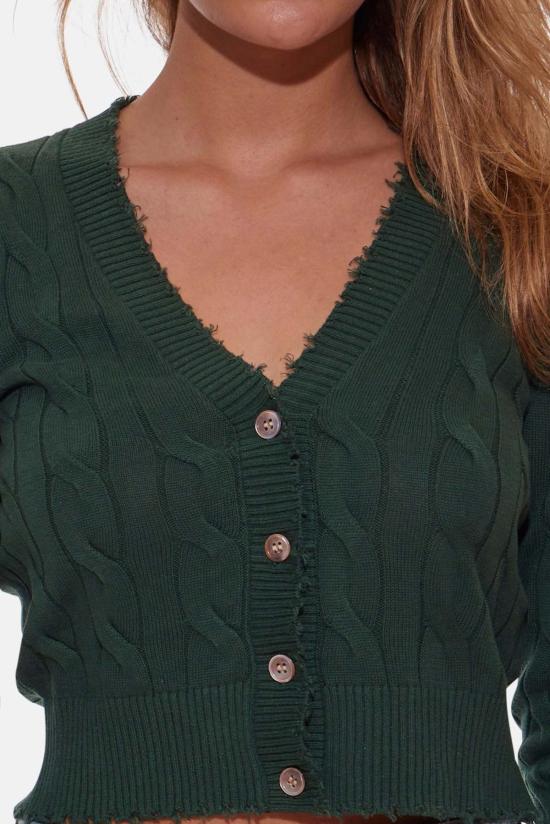  Blue&Cream 긴팔 티셔츠 블루&크림 사티아 케이블 크롭 카디건 파인 - BLUE&CREAM