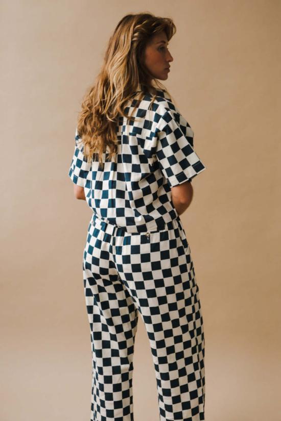  DUSHYANT 탑 Dushyant 반팔 체크 무늬 상의 녹색 체스보드 - OTHER BRANDS