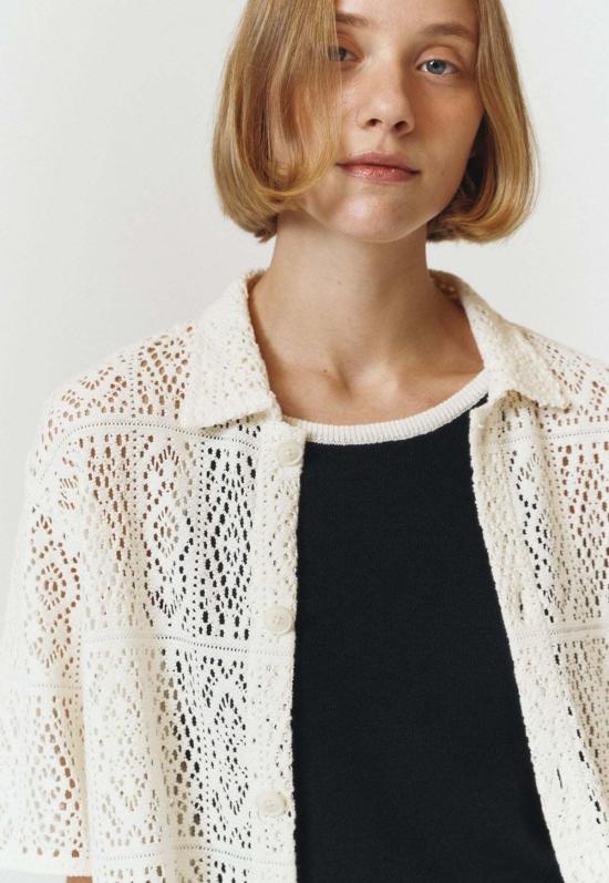  던스트 반팔 티셔츠 크로셰 샤켓 크림 - DUNST