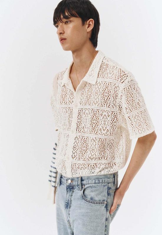  던스트 반팔 티셔츠 크로셰 샤켓 크림 - DUNST