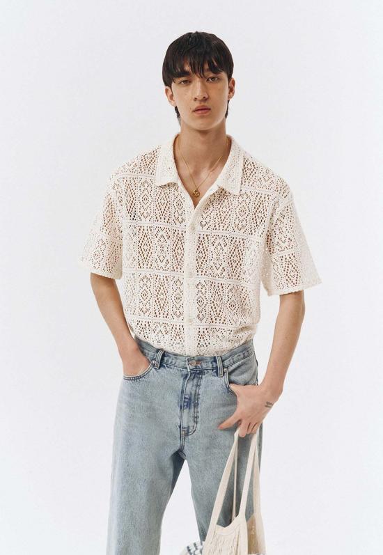  던스트 반팔 티셔츠 크로셰 샤켓 크림