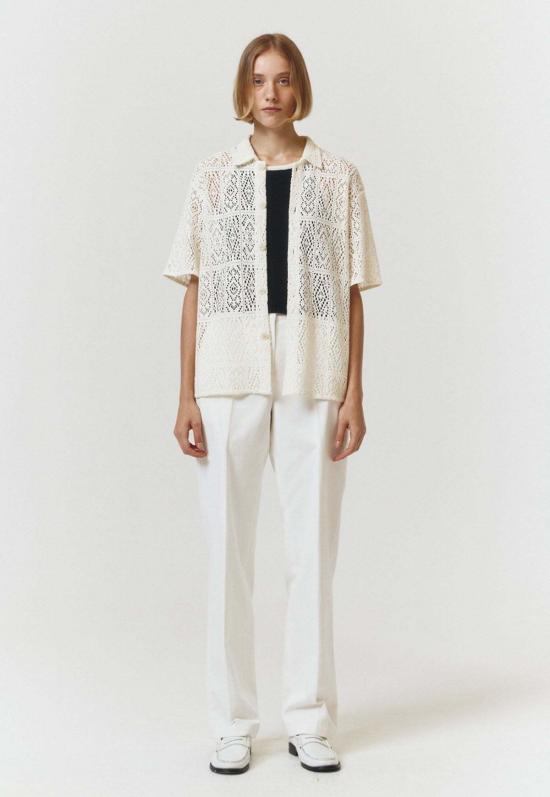  던스트 반팔 티셔츠 크로셰 샤켓 크림 - DUNST