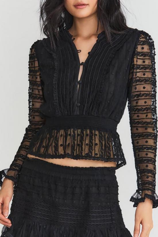  러브쉐이크팬시 민소매 티셔츠 러브 쉑 팬시 베인 탑 블랙 - LOVESHACKFANCY