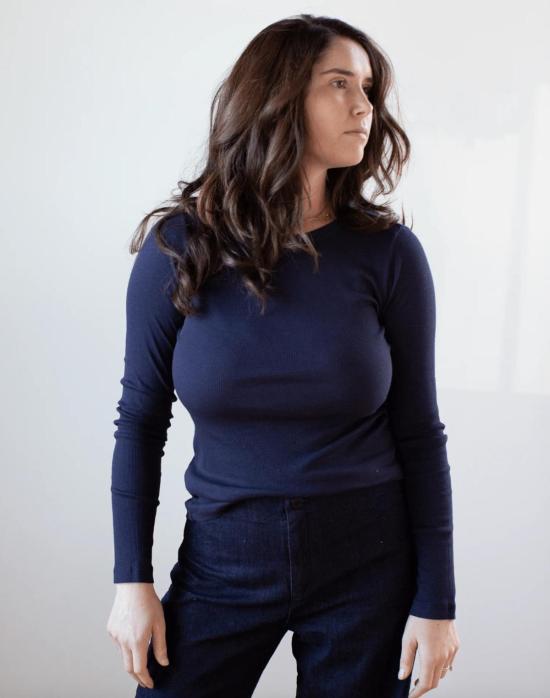  벨벳 긴팔 티셔츠 베일러 L/S 탑 마린