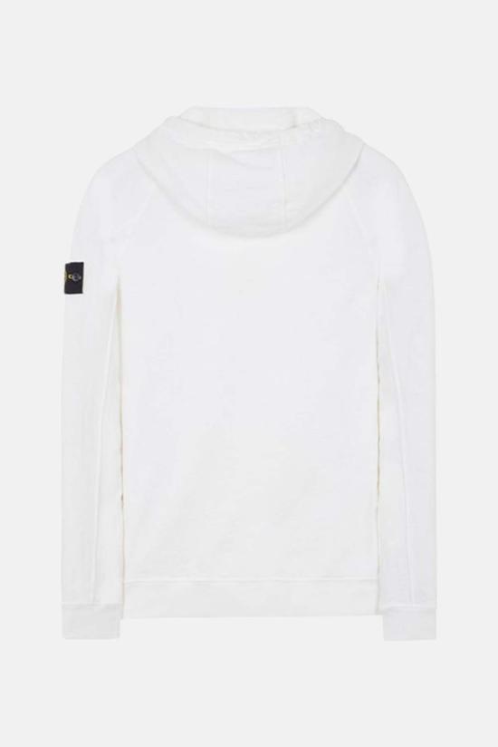  스톤 아일랜드 긴팔 티셔츠 올드 트리트먼트 말파일 플리스 후드 티셔츠 화이트 - STONE ISLAND