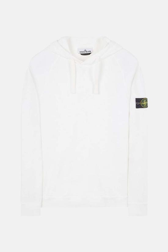  스톤 아일랜드 긴팔 티셔츠 올드 트리트먼트 말파일 플리스 후드 티셔츠 화이트
