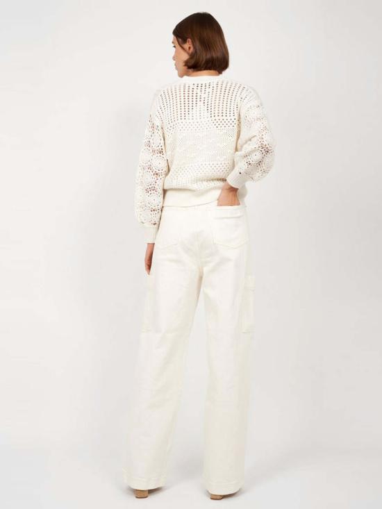  즈와 데님 팬츠 Joie Ophilia 와이드 카고 진 펄 아이보리 탄 - JOIE