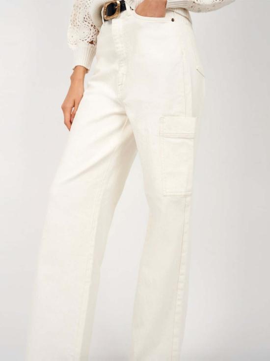  즈와 데님 팬츠 Joie Ophilia 와이드 카고 진 펄 아이보리 탄 - JOIE