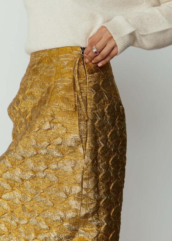  오디 미디 스커트 팬시 스커트 레드/골드