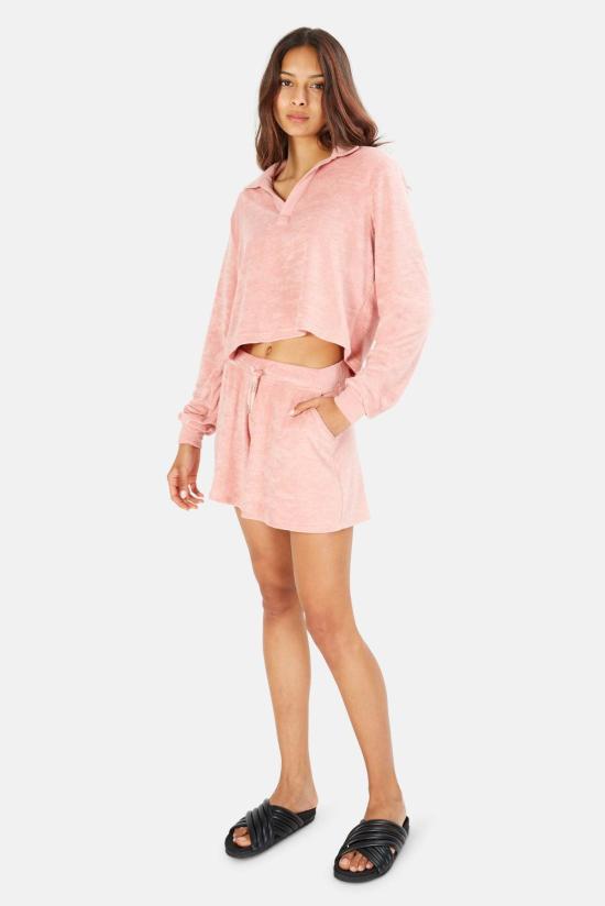  The Tile Club 후드 티셔츠 타일 클럽 찰리 크롭 롱슬리브 폴로 페이디드 로즈 - THE TILE CLUB