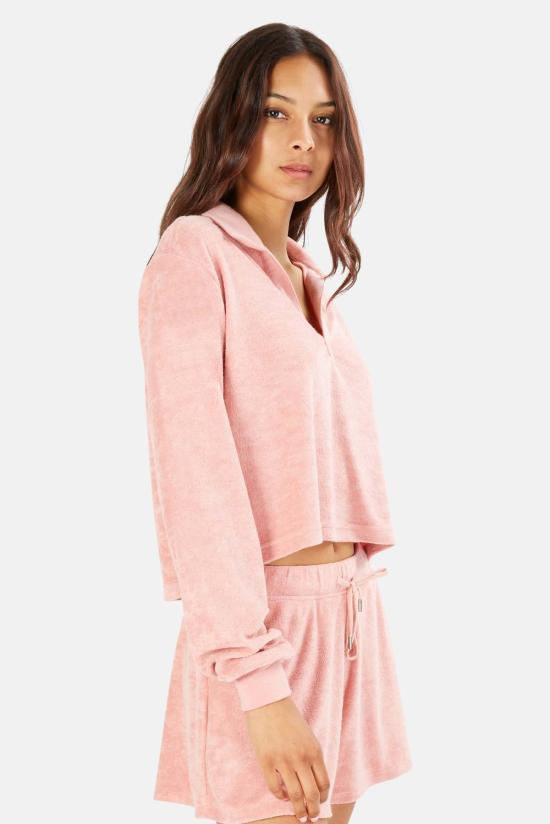  The Tile Club 후드 티셔츠 타일 클럽 찰리 크롭 롱슬리브 폴로 페이디드 로즈 - THE TILE CLUB