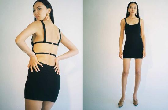  프리스카베라 숏 원피스 오픈 백 미니 드레스 블랙 - PRISCAVERA