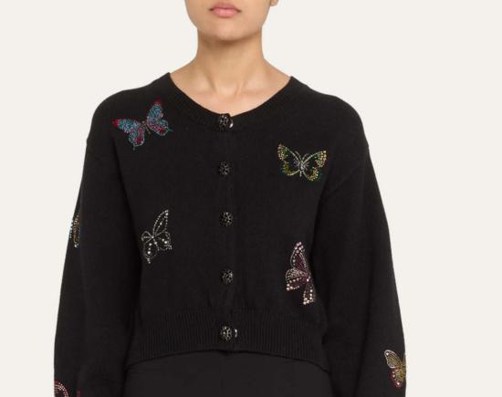  샹크 아 세트 가디건 Cinq A Sept 리세트 버터플라이 카디건 블랙 멀티 - CINQ A SEPT