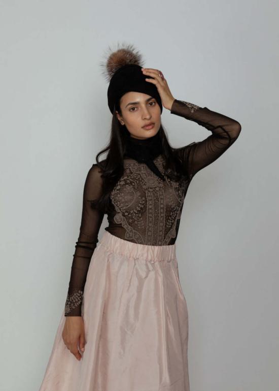  아쿠아리우스 칵테일 미디 스커트 타프타 스커트 블러쉬