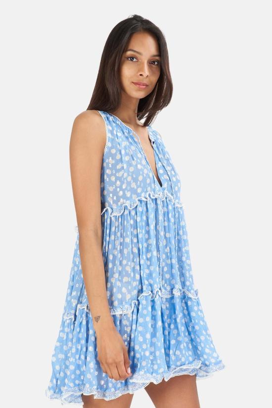  선데이 세인트 트로페즈 숏 원피스 선데이 세인트 트로페 벨리자 도트 드레스 블루 - SUNDAY SAINT-TROPEZ