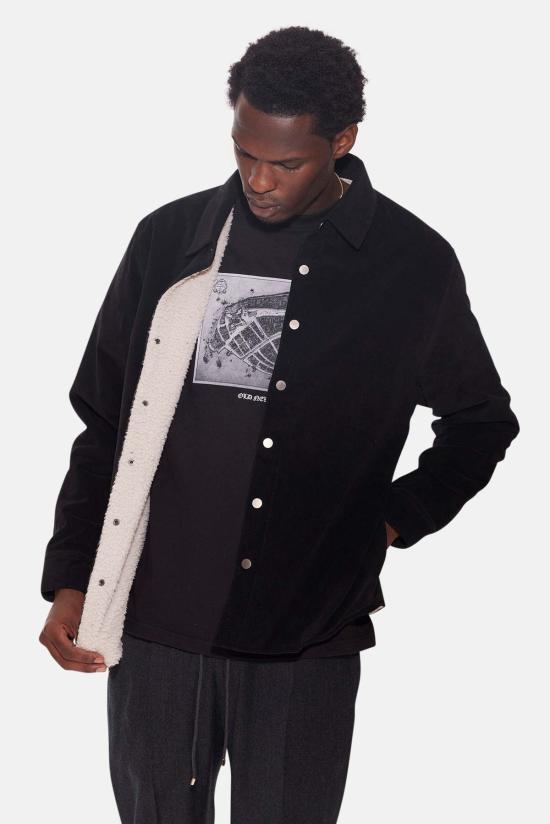 블루&크림 자켓 베스트 셰르파 오버셔츠 블랙/퓨어 화이트 - BLUE&CREAM
