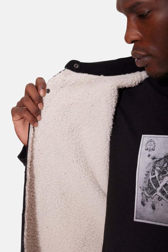  블루&크림 자켓 베스트 셰르파 오버셔츠 블랙/퓨어 화이트 - BLUE&CREAM