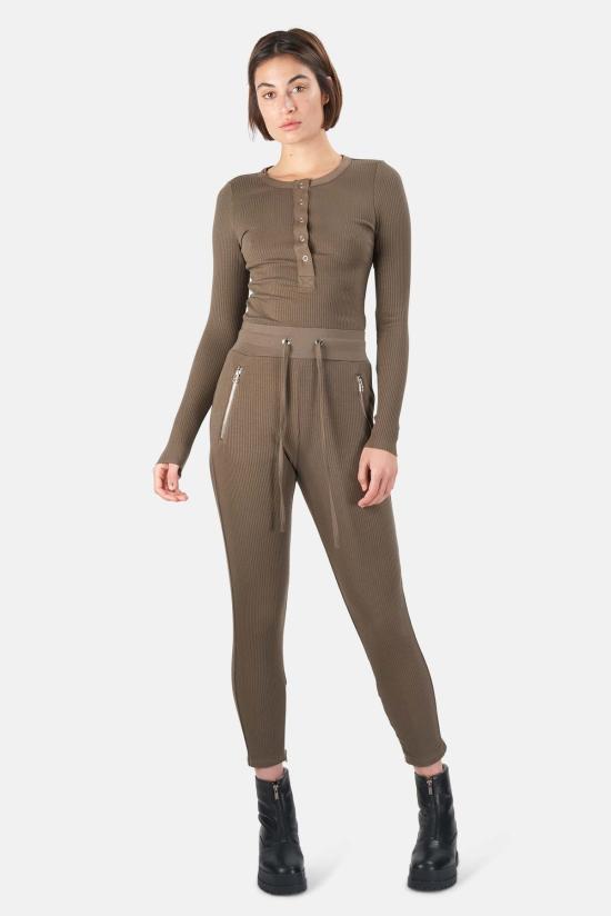  더레인지 스트레이트 팬츠 레인지 알로이 리브 지퍼 팬츠 헤이즐 - THE RANGE