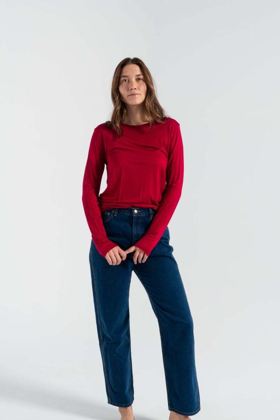  베이스레인지 민소매 티셔츠 롱슬리브 티셔츠 퓨시아 - BASERANGE