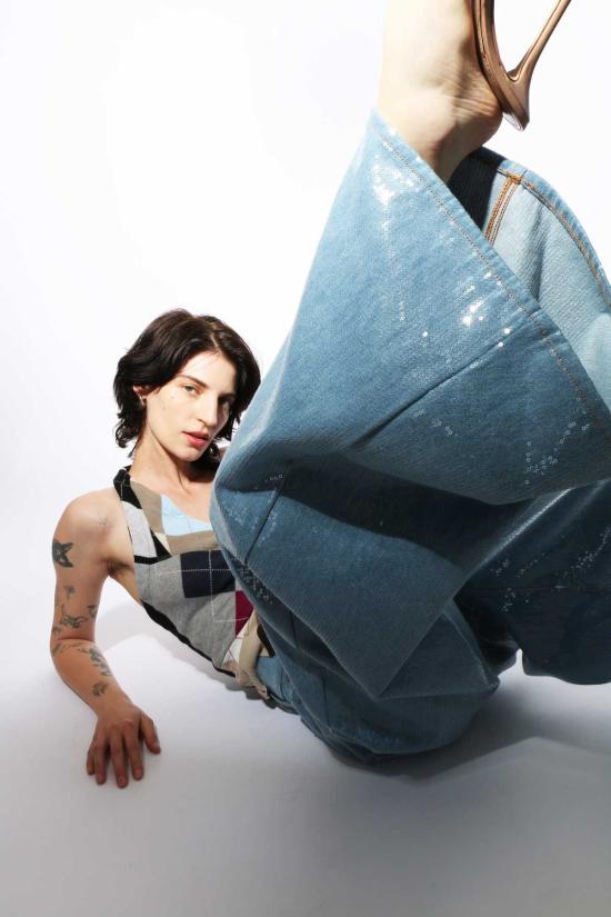  하이쿠레 데님 팬츠 샤이니 스카이 베사니 진 블루 - HAIKURE