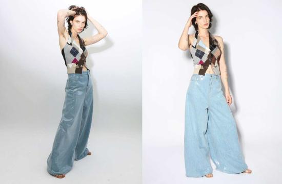  하이쿠레 데님 팬츠 샤이니 스카이 베사니 진 블루 - HAIKURE