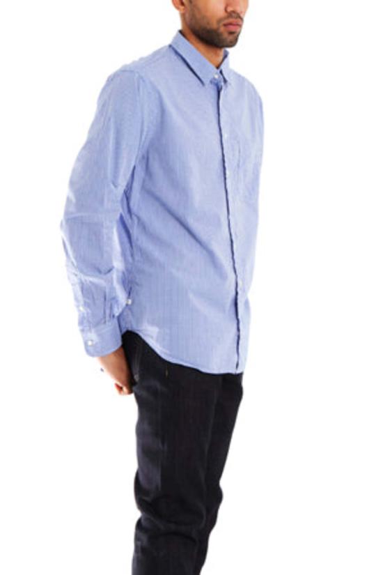  Blue&Cream 긴팔 셔츠 블루&크림 매크로 체크 깅엄 버튼 다운  블루 - BLUE&CREAM