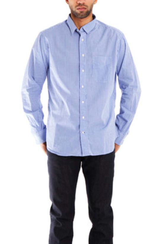  Blue&Cream 긴팔 셔츠 블루&크림 매크로 체크 깅엄 버튼 다운  블루