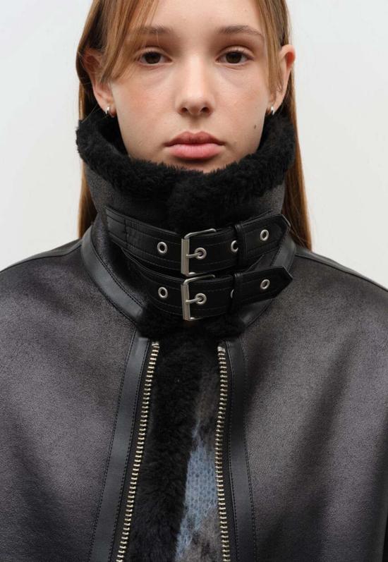  던스트 코트 Dunst 루즈핏 비건 셰어링 재킷 블랙 - DUNST