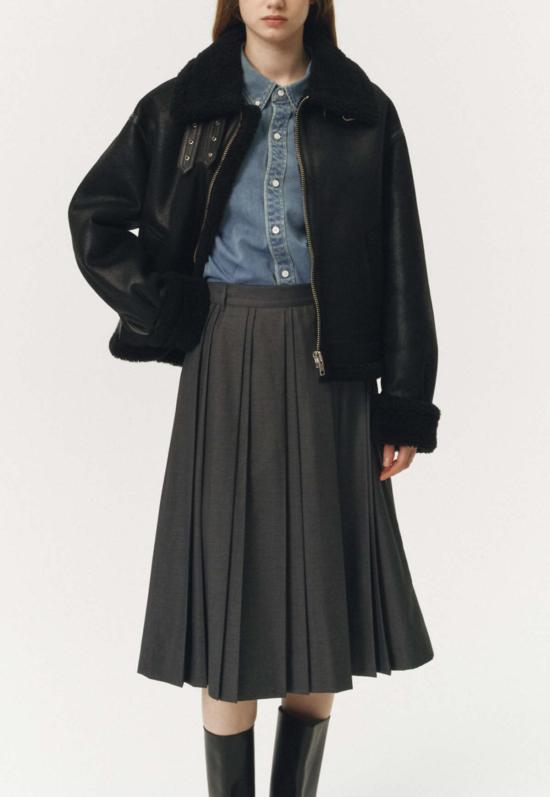  던스트 코트 Dunst 루즈핏 비건 셰어링 재킷 블랙 - DUNST