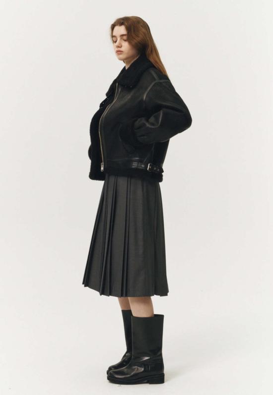  던스트 코트 Dunst 루즈핏 비건 셰어링 재킷 블랙 - DUNST