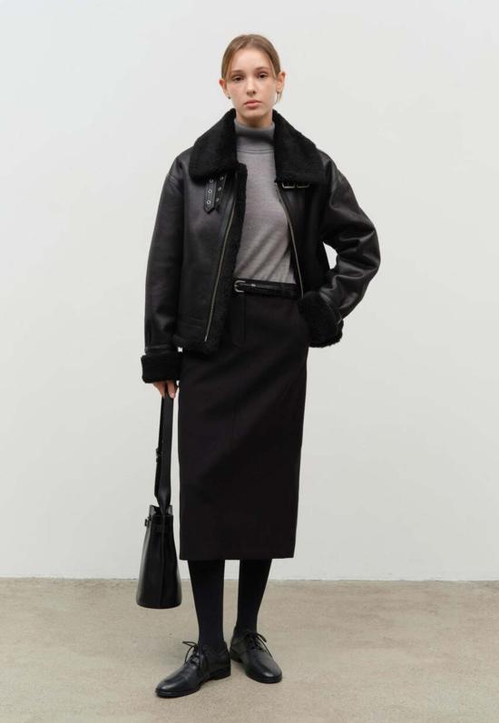  던스트 코트 Dunst 루즈핏 비건 셰어링 재킷 블랙 - DUNST