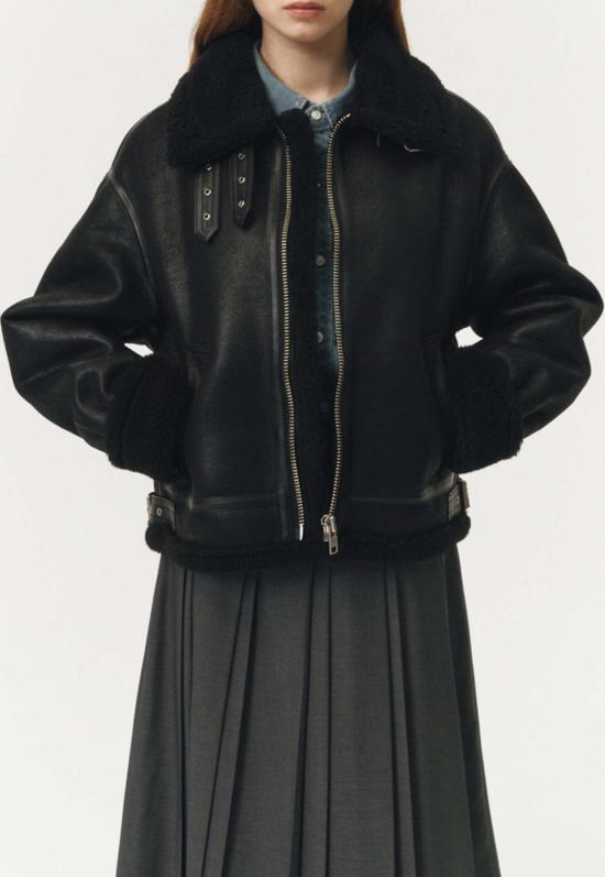  던스트 코트 Dunst 루즈핏 비건 셰어링 재킷 블랙 - DUNST