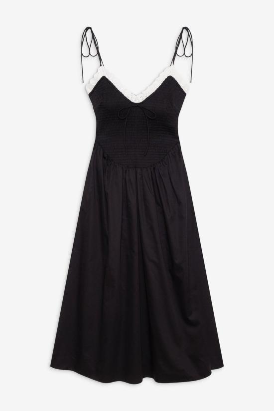  포러브앤레몬스 롱 원피스 For Love & Lemons Bethany 미디 드레스 블랙 - FOR LOVE & LEMONS