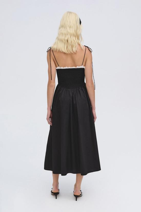  포러브앤레몬스 롱 원피스 For Love & Lemons Bethany 미디 드레스 블랙 - FOR LOVE & LEMONS