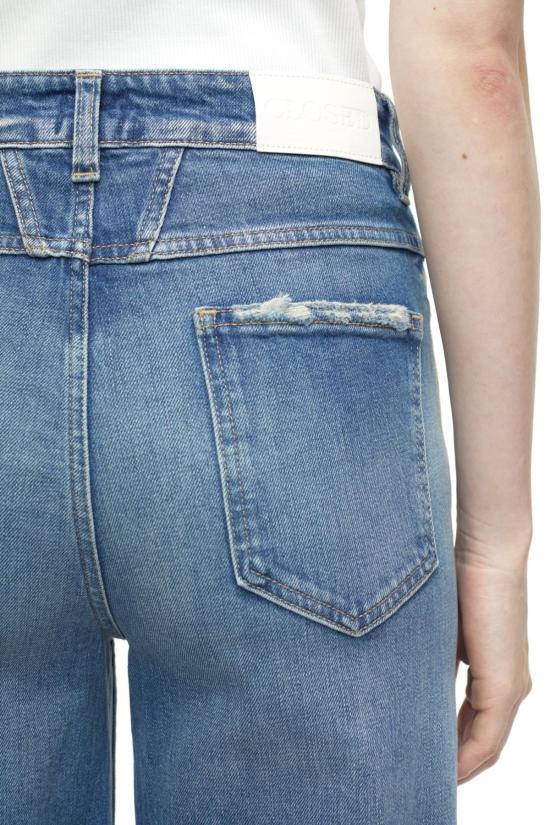  클로즈드 데님 팬츠 글로우업 와이드 레그 디스트레스드 진 미드 블루 - CLOSED