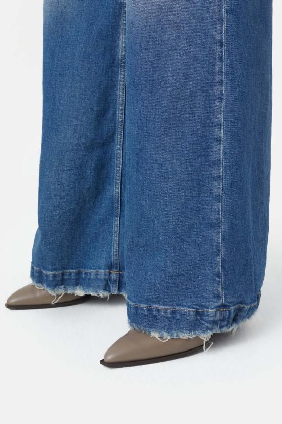  클로즈드 데님 팬츠 글로우업 와이드 레그 디스트레스드 진 미드 블루 - CLOSED