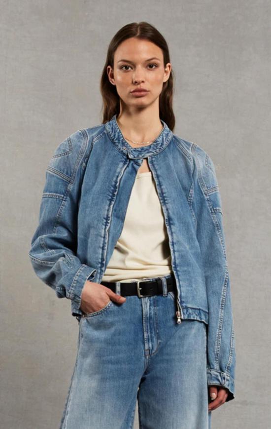  3x1 데님 자켓 바이커 데님 재킷 시엘 블루