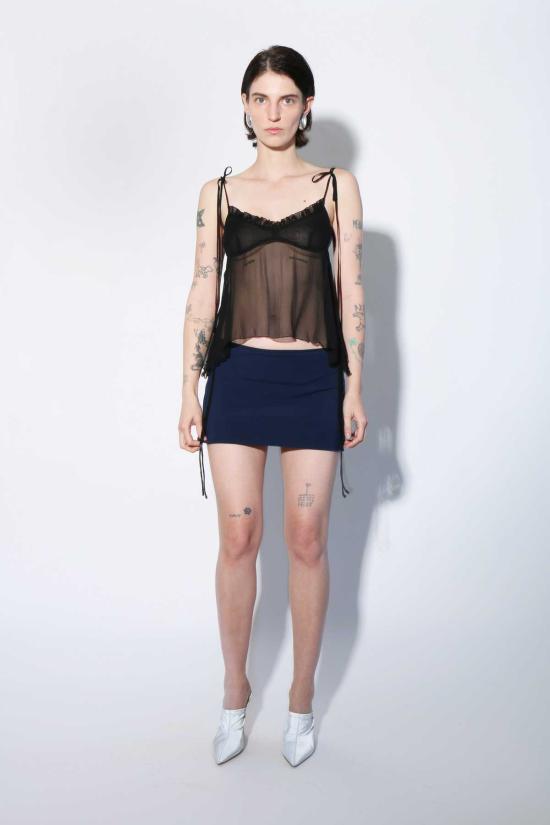  프리스카베라 캐미솔 러플 캐미탑 블랙 - PRISCAVERA