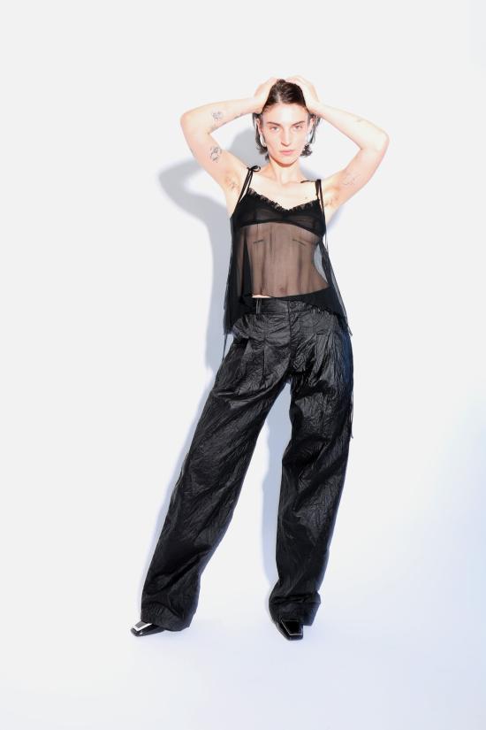  프리스카베라 캐미솔 러플 캐미탑 블랙 - PRISCAVERA