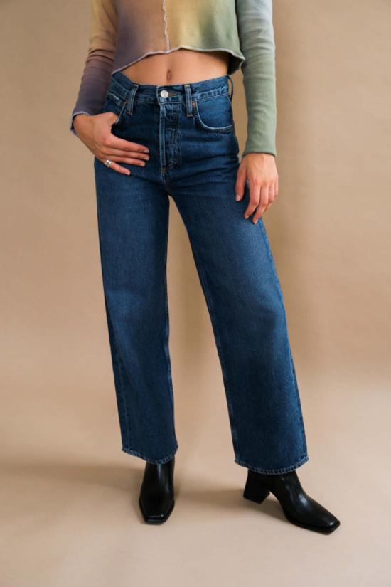  에이골디 데님 팬츠 아골드 렌 하이 라이즈 와이드 레그 컨트롤