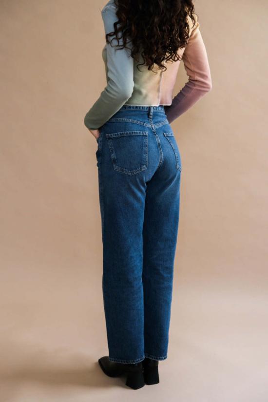  에이골디 데님 팬츠 아골드 렌 하이 라이즈 와이드 레그 컨트롤 - AGOLDE