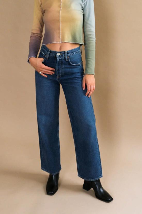  에이골디 데님 팬츠 아골드 렌 하이 라이즈 와이드 레그 컨트롤 - AGOLDE