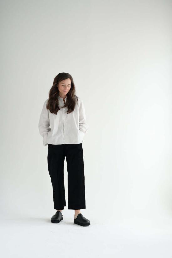  소피 드후레 크롭 팬츠 소피 도르 브릿 페이퍼 코튼 셔츠 펄 - SOFIE D'HOORE